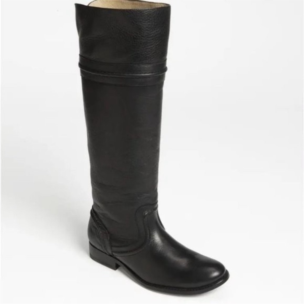 Frye Women's Melissa Trapunto Knee-High Riding Boots In Black Nwt Size 7.5